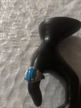Turquoise Blue Statement Ring for Women - Classic Silver-Tone Setting